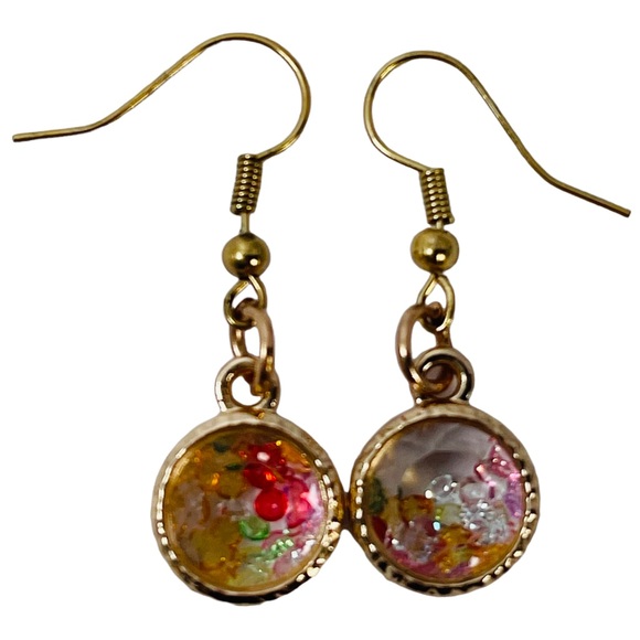 Mini round shaker rhinestone charm earrings NEW - Picture 11 of 13